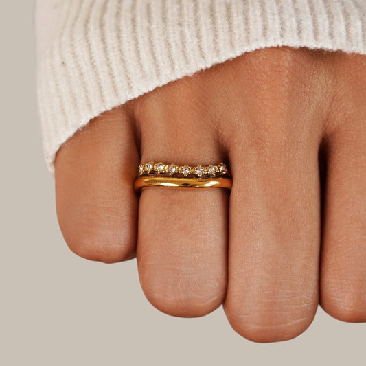 White Crystal Layered Ring