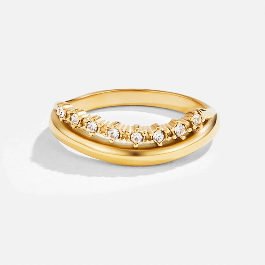 White Crystal Layered Ring